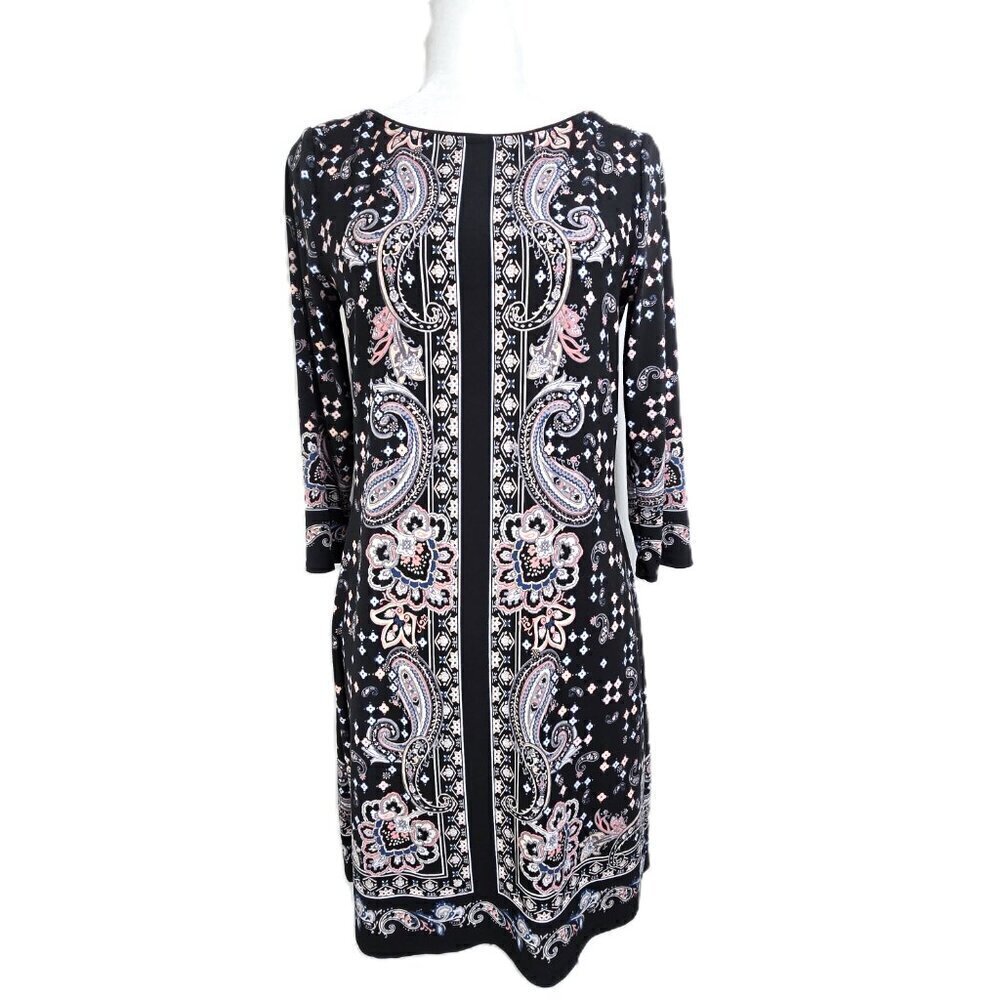 White House Black Market Paisley Floral 3/4 Sleeve Sheath Dress